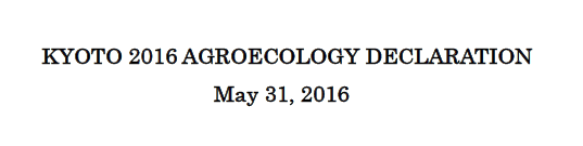 KYOTO 2016 AGROECOLOGY DECLARATION May 31, 2016