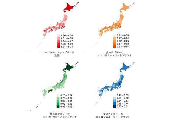図３　都道府県別エコロジカル・フットプリントの算出の結果