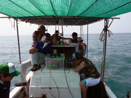 タイ王国ラヨーン県ラヨーン市沖での調査風景