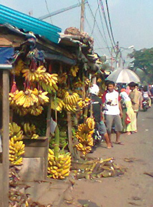 市場のバナナ売り場
