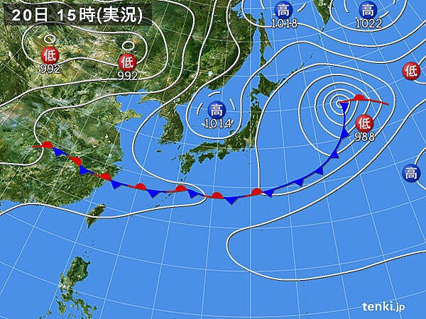 図１：2020年6月20日9時の日本付近の天気図（日本気象協会）