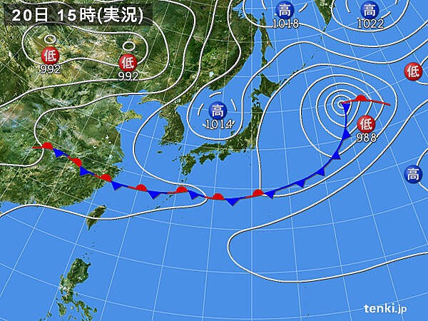 図1:2020年6月20日9時の日本付近の天気図(日本気象協会)