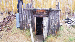 写真１：シベリア内陸部の地下貯蔵庫入り口