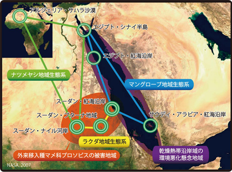 図1　調査対象地域と研究テーマ