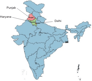 Fig. 1 Map of India showing the states of Punjab and Haryana.