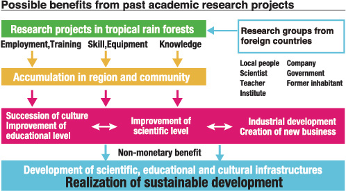 Possible benefi ts from past academic research projects in tropical rain forests of Southeast Asia